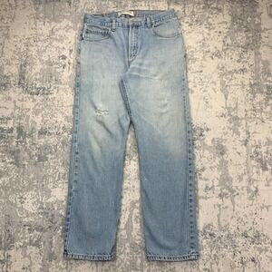Levis Jeans Mens 34x31 Blue Pants Faded 505 Straight‎ Workwear Grunge Tag 34x32